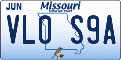 MO license plate VL0S9A