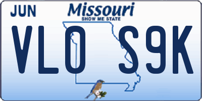 MO license plate VL0S9K