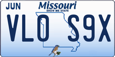 MO license plate VL0S9X