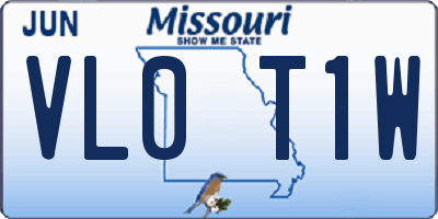 MO license plate VL0T1W