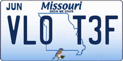 MO license plate VL0T3F