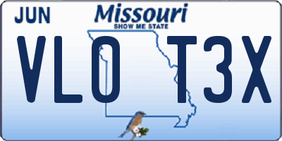 MO license plate VL0T3X
