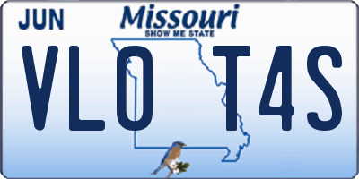 MO license plate VL0T4S