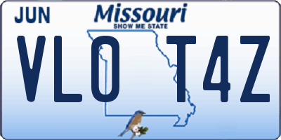 MO license plate VL0T4Z