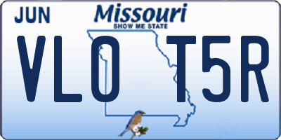 MO license plate VL0T5R