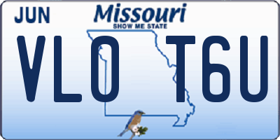 MO license plate VL0T6U