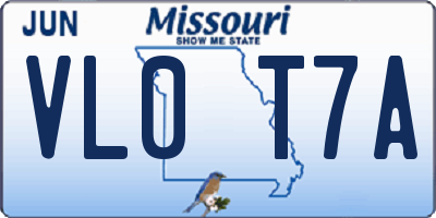 MO license plate VL0T7A