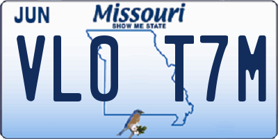 MO license plate VL0T7M
