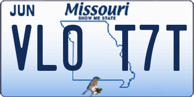 MO license plate VL0T7T