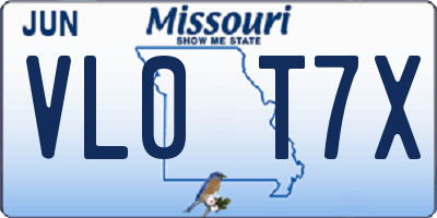 MO license plate VL0T7X