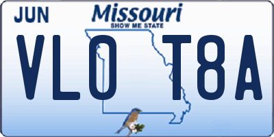 MO license plate VL0T8A