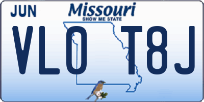 MO license plate VL0T8J