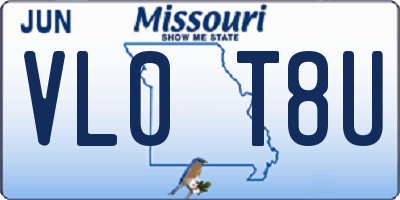 MO license plate VL0T8U