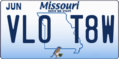 MO license plate VL0T8W