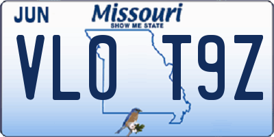 MO license plate VL0T9Z