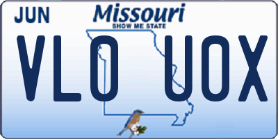 MO license plate VL0U0X