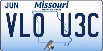 MO license plate VL0U3C