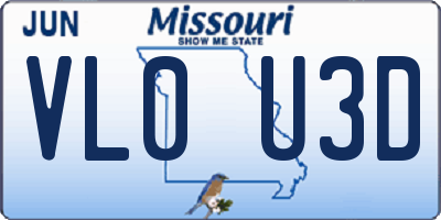 MO license plate VL0U3D