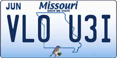 MO license plate VL0U3I