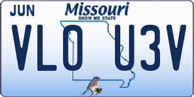 MO license plate VL0U3V