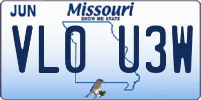 MO license plate VL0U3W