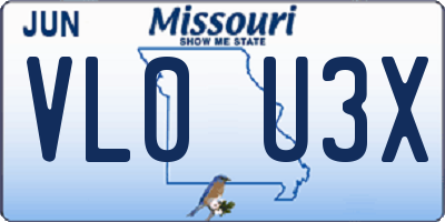 MO license plate VL0U3X