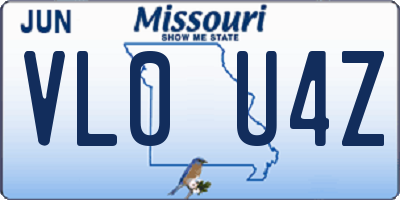 MO license plate VL0U4Z