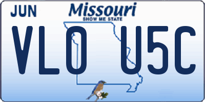 MO license plate VL0U5C