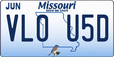MO license plate VL0U5D