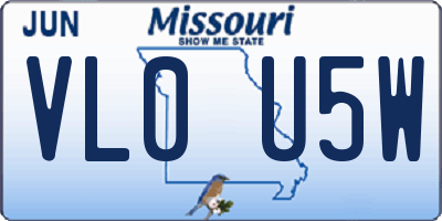 MO license plate VL0U5W
