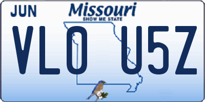 MO license plate VL0U5Z