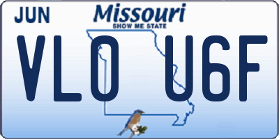 MO license plate VL0U6F
