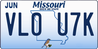 MO license plate VL0U7K