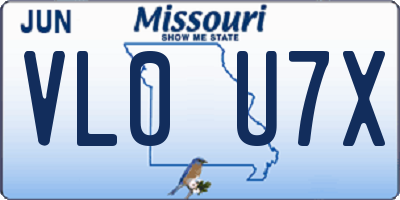 MO license plate VL0U7X
