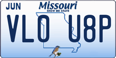 MO license plate VL0U8P