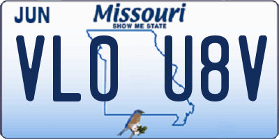 MO license plate VL0U8V