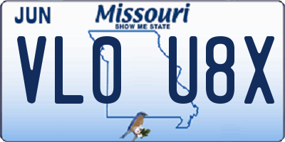 MO license plate VL0U8X
