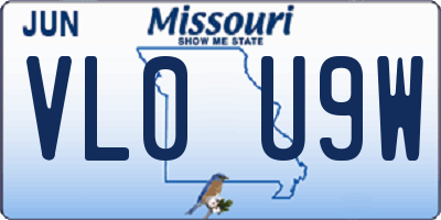 MO license plate VL0U9W
