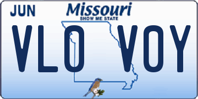 MO license plate VL0V0Y