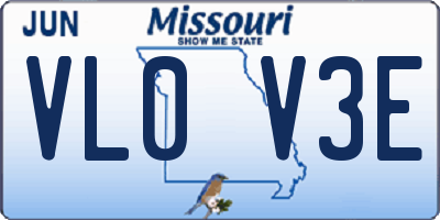 MO license plate VL0V3E