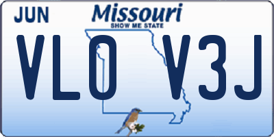 MO license plate VL0V3J
