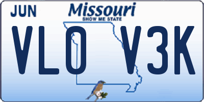 MO license plate VL0V3K