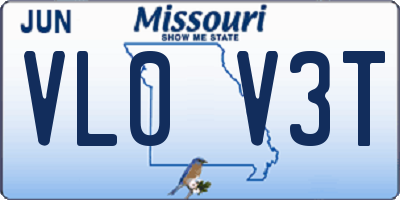 MO license plate VL0V3T