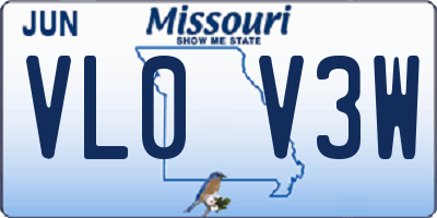 MO license plate VL0V3W