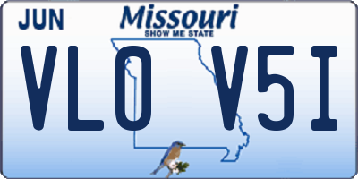 MO license plate VL0V5I