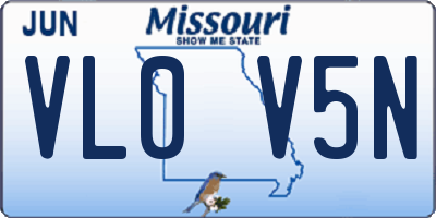 MO license plate VL0V5N