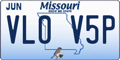 MO license plate VL0V5P