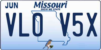 MO license plate VL0V5X