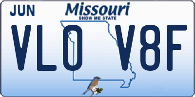 MO license plate VL0V8F