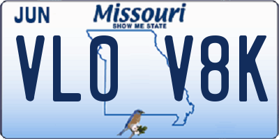 MO license plate VL0V8K